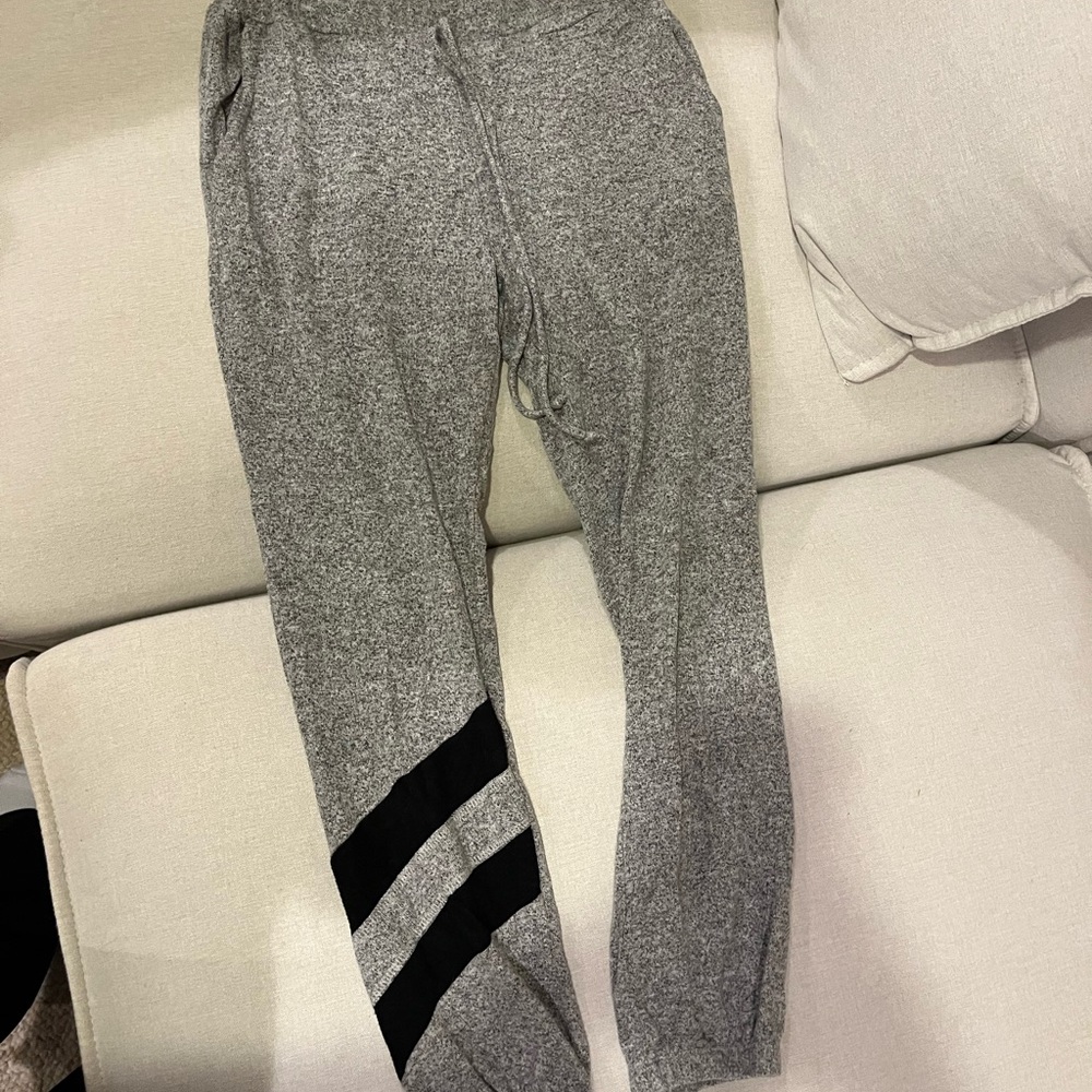 Gray Joggers with Black Stripes